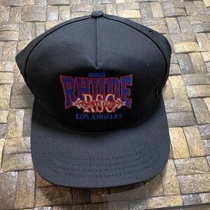 Rhude Sports Club Los Angeles Logo Embroidered Varsity Hat Black